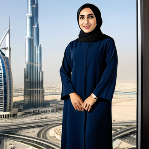 가족상담사가 운영하는 블로그 성공 전략 - **

"A professional Arab businesswoman in a modest, tailored abaya and hijab, standing confidently i...