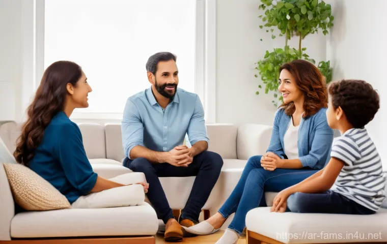 가족상담사 실습 사례 분석 - A diverse Middle Eastern family, featuring parents in their late 30s to early 40s and two children (...