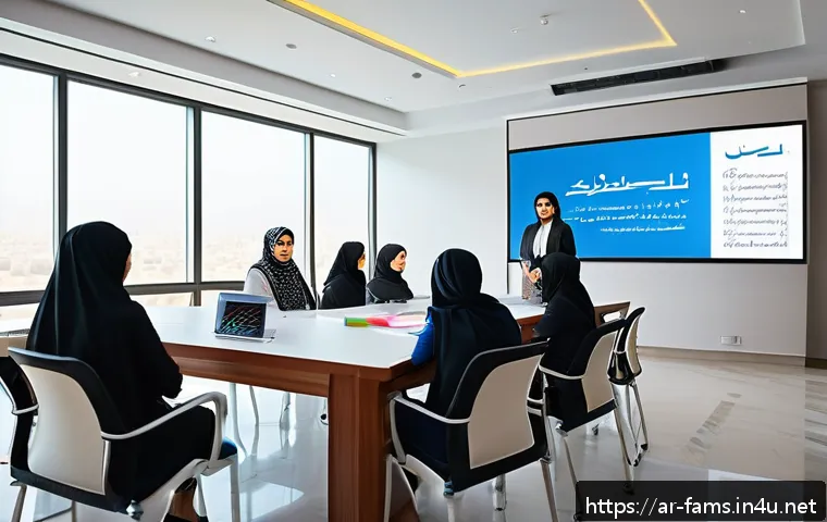 가족상담사 자격증 학원 선택 가이드 - A modern classroom setting in a professional training institute in the Middle East, featuring a dive...